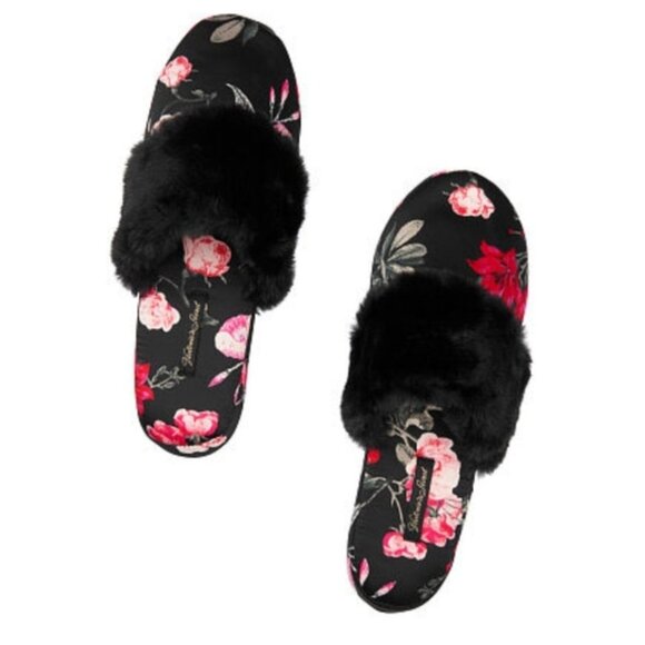 Victoria’s Secret Signature Satin Slippers, Floral, Large 9/10 - Picture 2 of 3